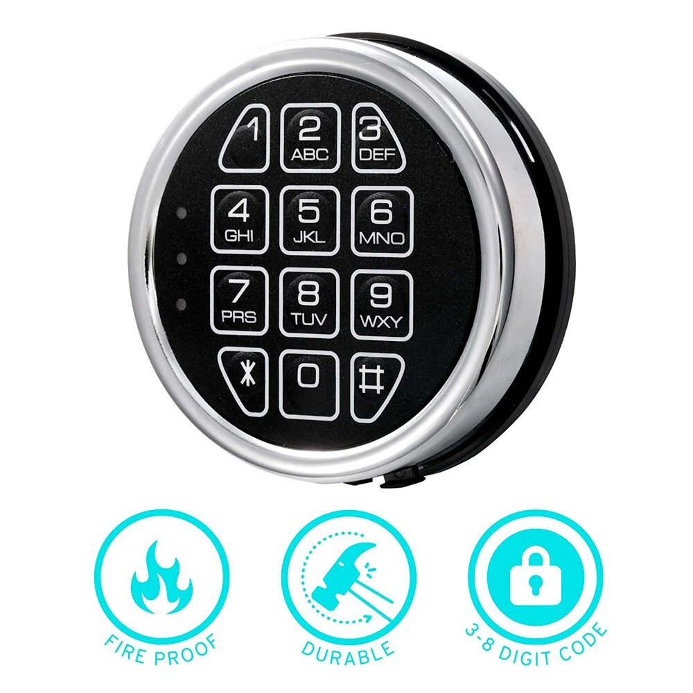Electronic Safe Lock Replacement Keypad with Solenoid Lock & 2 Override Keys