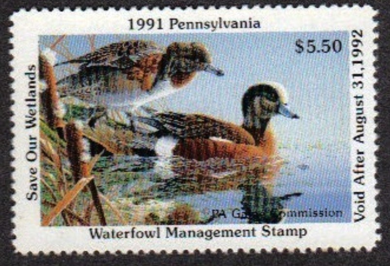 PA9 Pennsylvania State Duck Stamp.1991.   Single. MNH.