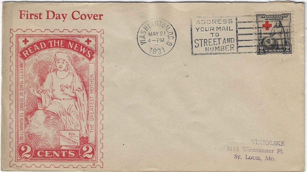 FDC     #702-4b  --   Red Cross   --  Roessler cachet