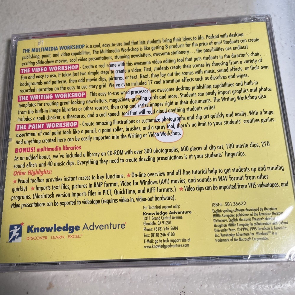 The Multimedia Workshop Knowledge Adventure Scholastic PC CD-ROM for Windows 95