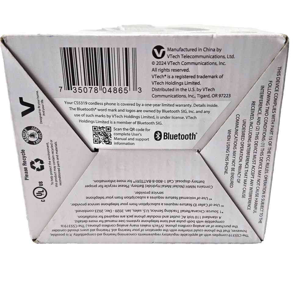 New VTECH Cordless Phone System Bluetooth CS5319 Speaker phone Backlit Handsfree