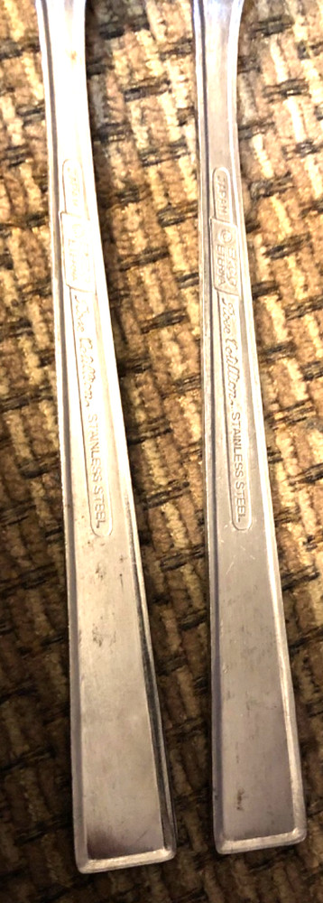2PC Condiment Pickle Fork Set Ekco Eterna ROSE COTILLION Stainless Olive Flower