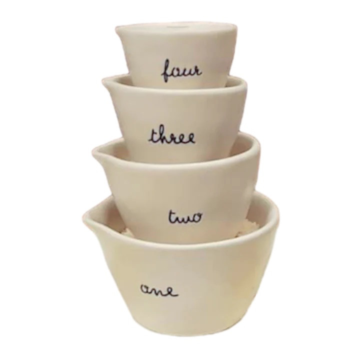 RAE DUNN Bunny Sketch 4 Measuring Cups Rabbit Easter Spring Ceramic NWT