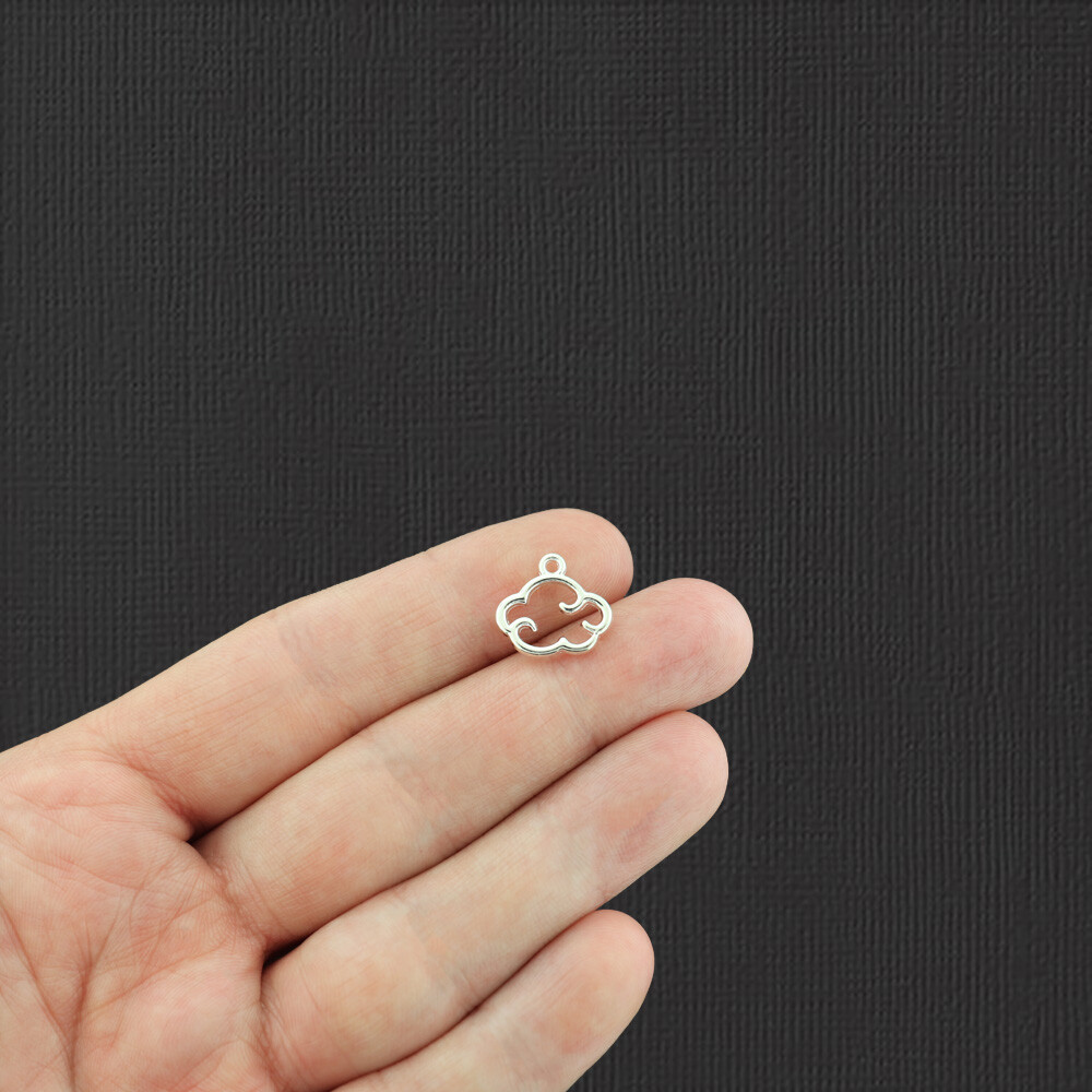 6 Cloud Charms Silver Tone 2 Sided - SC6557