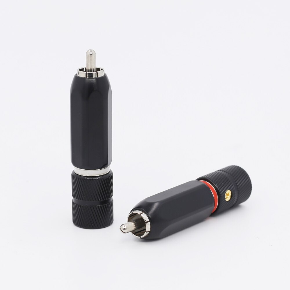 4pcs Rhodium Plated Conductor Lockable RCA Plug HIFI Audio RCA Cable Connector