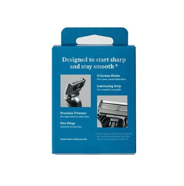 HARRY'S 4-PACK 5-BLADE REPLACEMENT CARTRIDGES MADE IN GERMANY