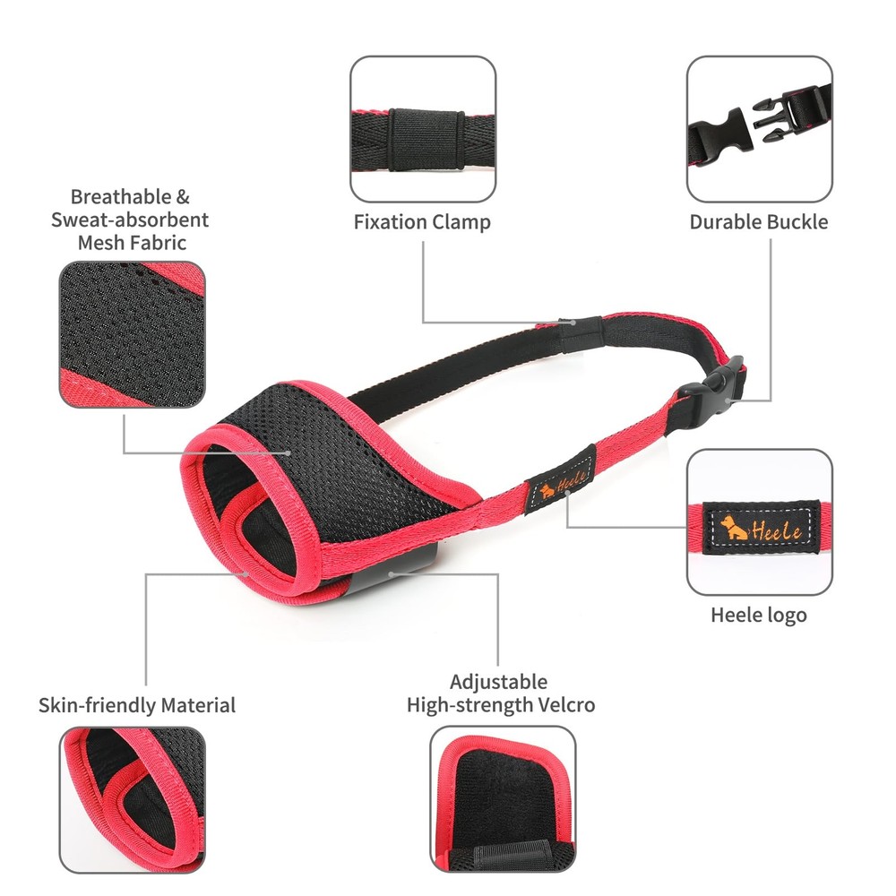 Dog Muzzle Nylon Soft Muzzle Anti-Biting Barking SecureMesh Breathable Pets M...