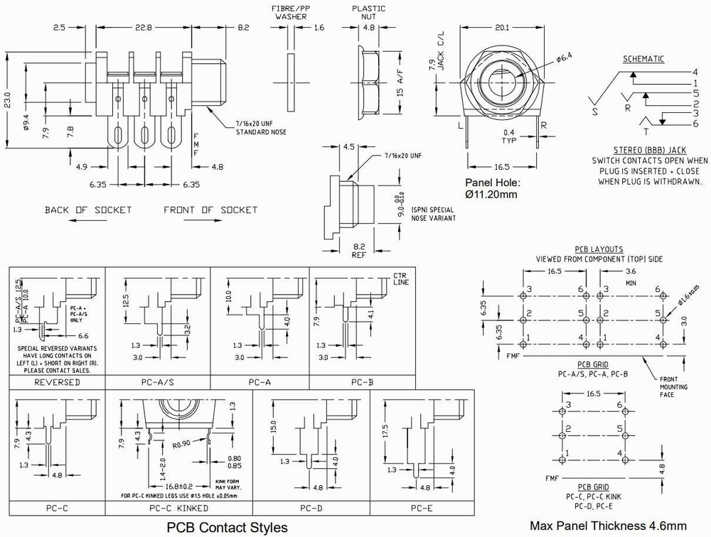 Cliff S2 1/4" Mono Switching Jack