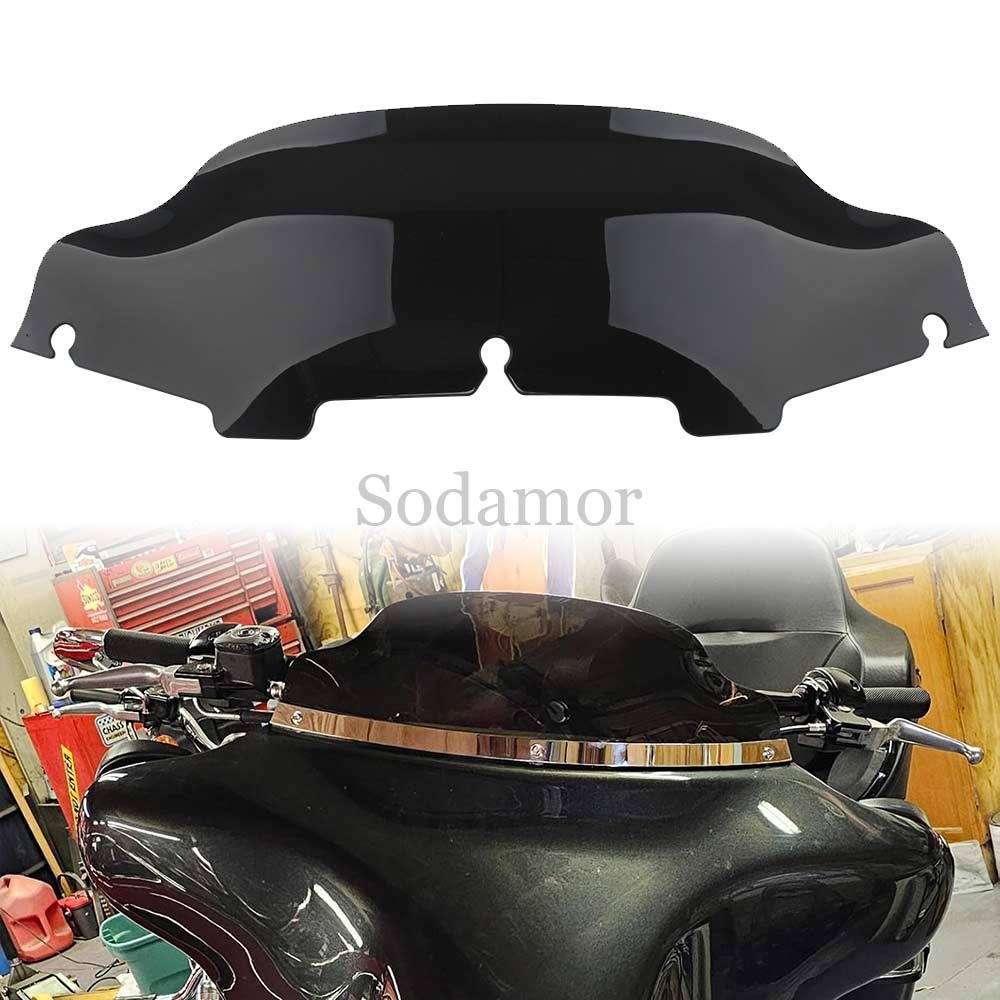 For Harley Touring Electra Glide 1993-2013 6" Wave Windshield Windscreen Black