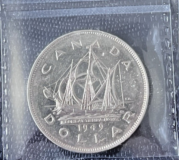 Canada 1949 Silver Dollar Certified MS60 ICCS (80% Silver)