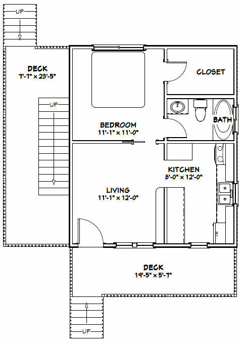 20x24 Duplex -- PDF Floor Plan -- 960 sq ft -- Model 2
