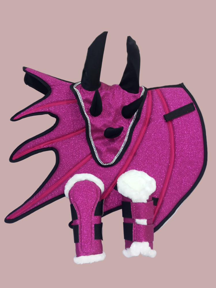 Dragon Saddle Pad Set with Ear Bonnet and Blushing Boots