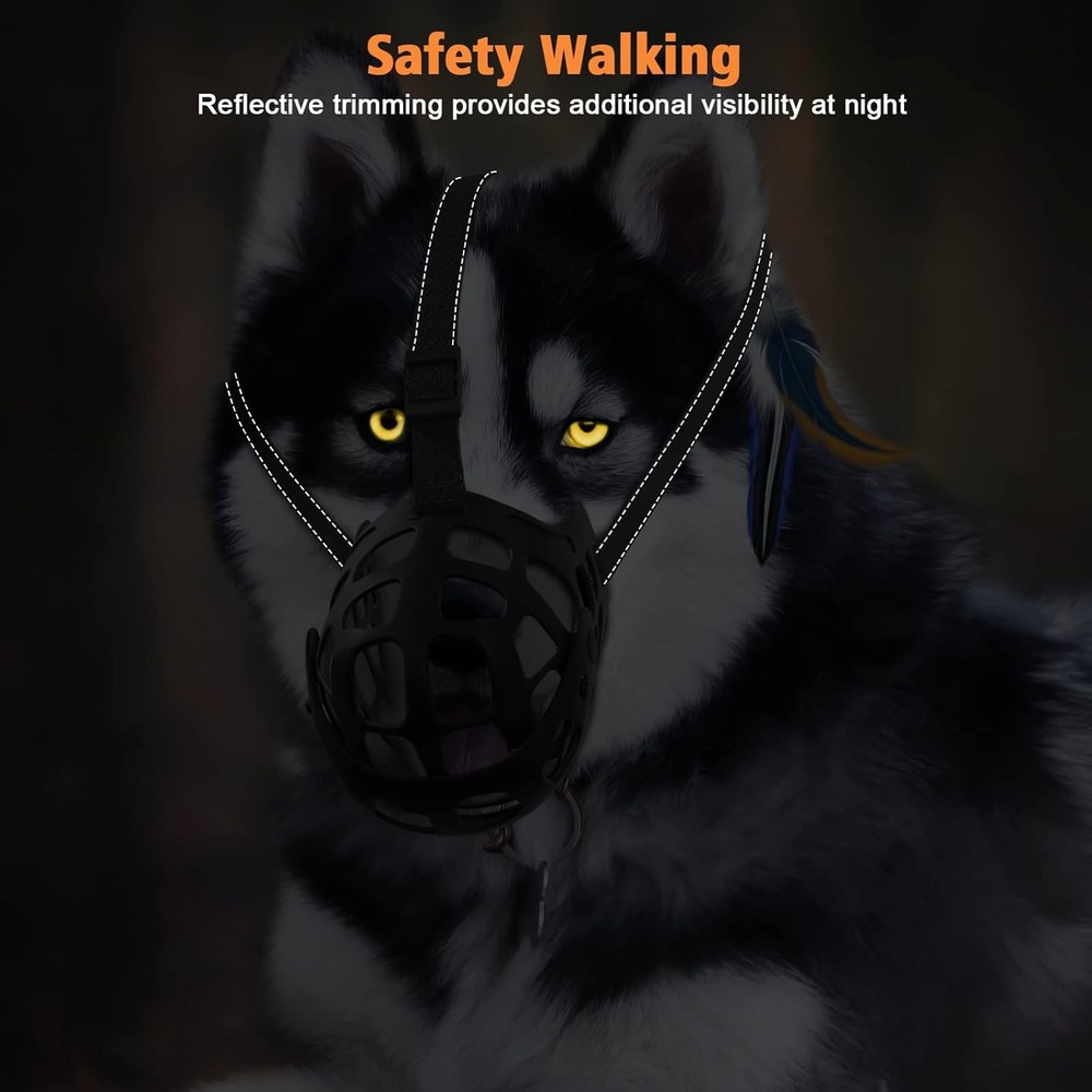 Dog Muzzle Adjustable Dog Basket Muzzle W/ Movable Cover to Prevent Biting