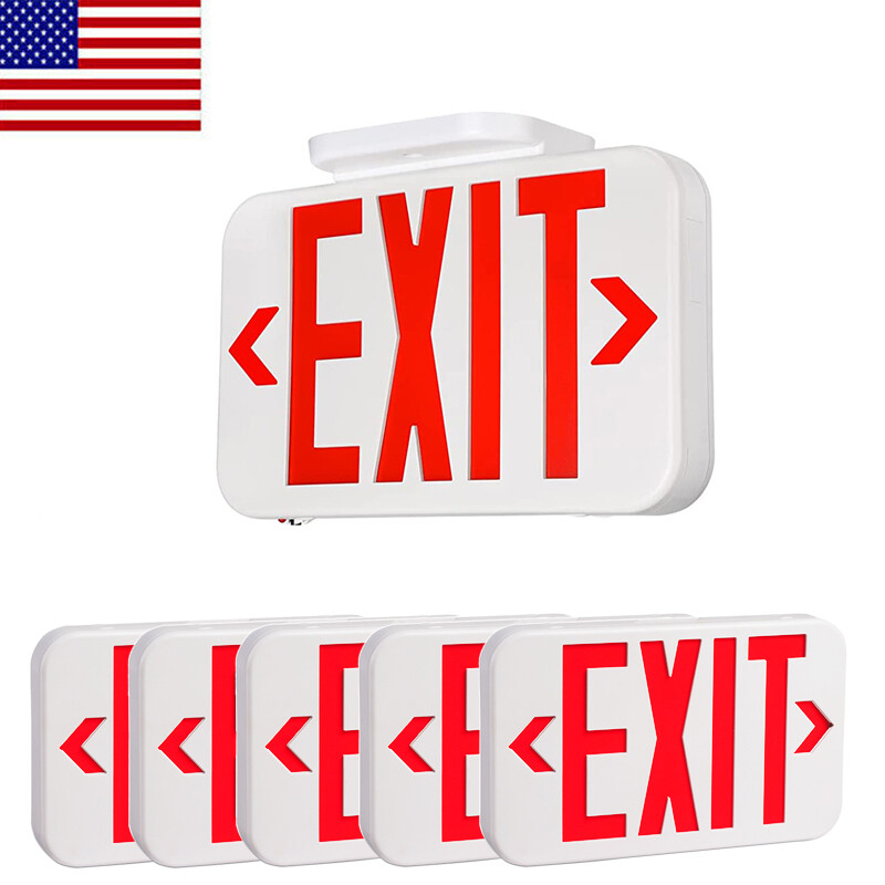 6PACK Red Exit Sign Emergency Exit Light Double Face 90mBattery Backup UL 94V-0