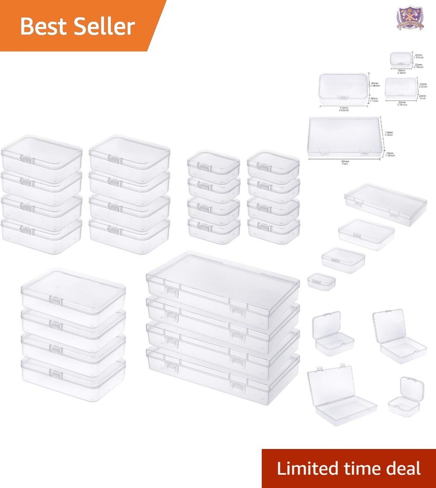 Assorted Sizes Mini Clear Storage Containers - 24 Lockable and Water Resistant