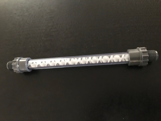 Static mixer clear  1/2" threads PVC schedule 80 1/2" ID process mixing