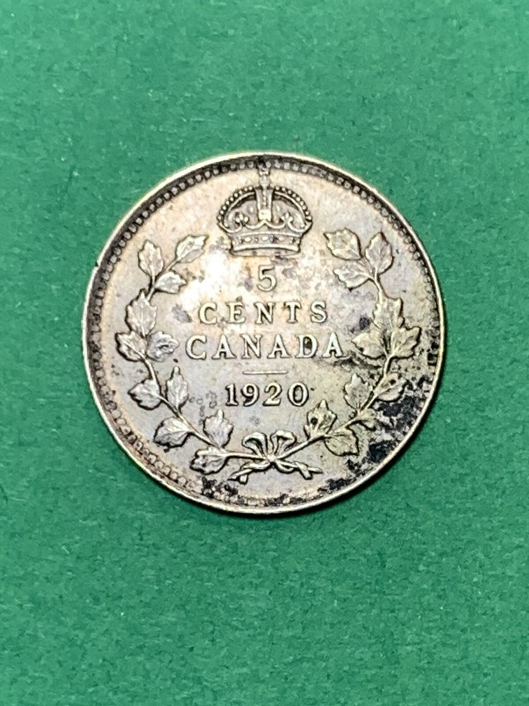 1920 Canada Silver 5 Cents (A0922)