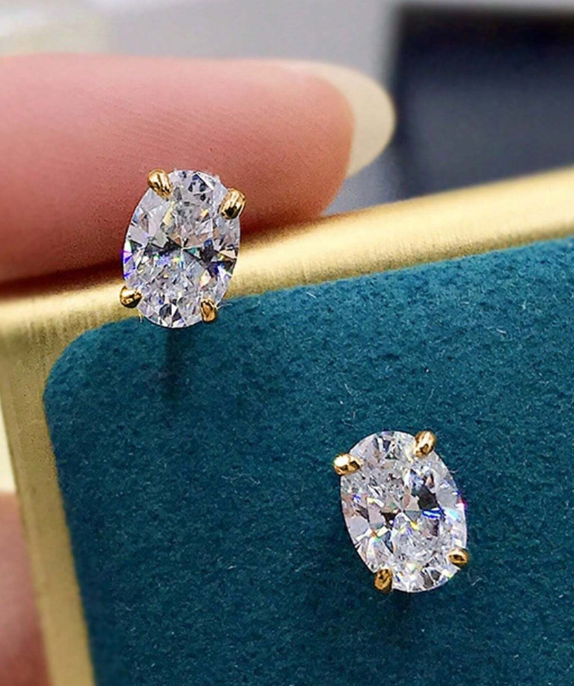 2Ct Lab Created Diamond Earrings 18K Gold Plated