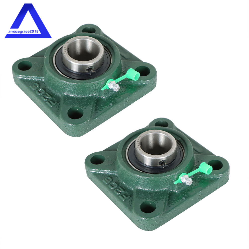 2 Pack UCF205-16 1" Bore Solid Base Pillow Block Flange Mounted Bearing 4 Bolt