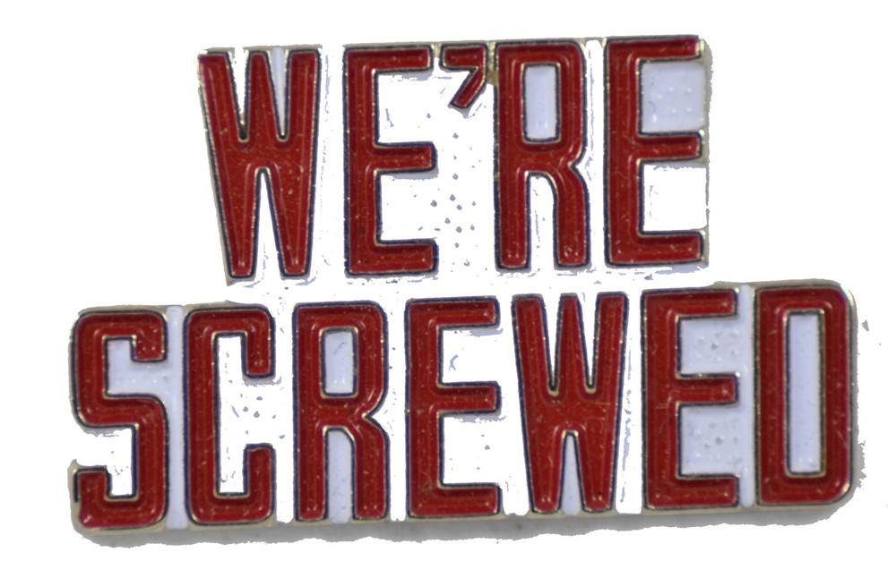 WE'RE SCREWED HAT PIN