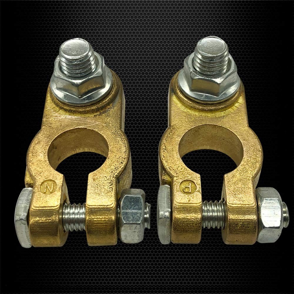 Ampper Brass Battery Terminal Connectors, Top Post Battery Terminals Clamp Set