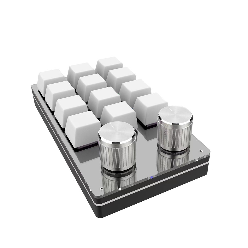 USB-C Mini 12 Keys+2 Knobs Mechanical Keyboard Programmable Keypad Driver-Free