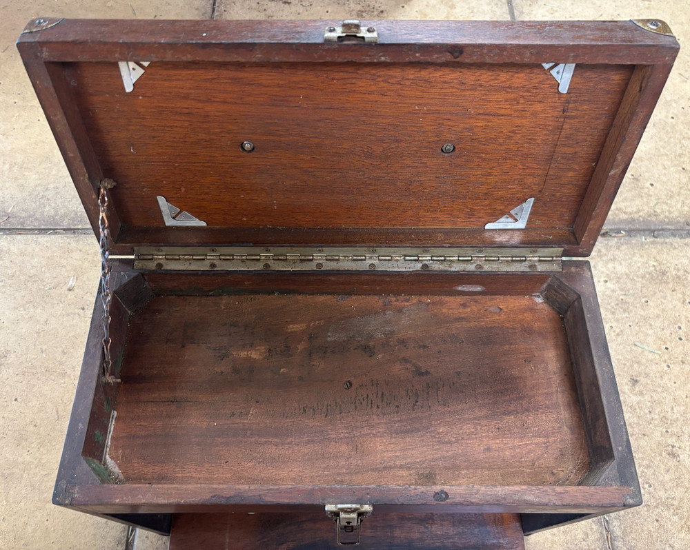 Antique Mahogany Engineers Toolbox/Cabinet - no key.