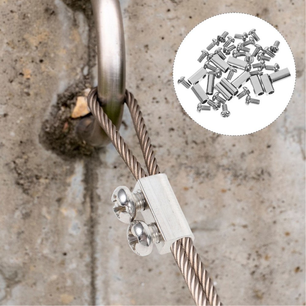 30 Pcs Light Hanging Clips Wire Rope Double Hole Clamp Cable Fastener