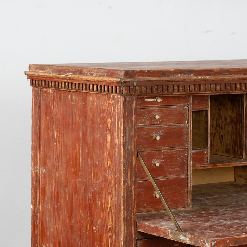19th Century Rustic Swedish Painted Pine Secretary