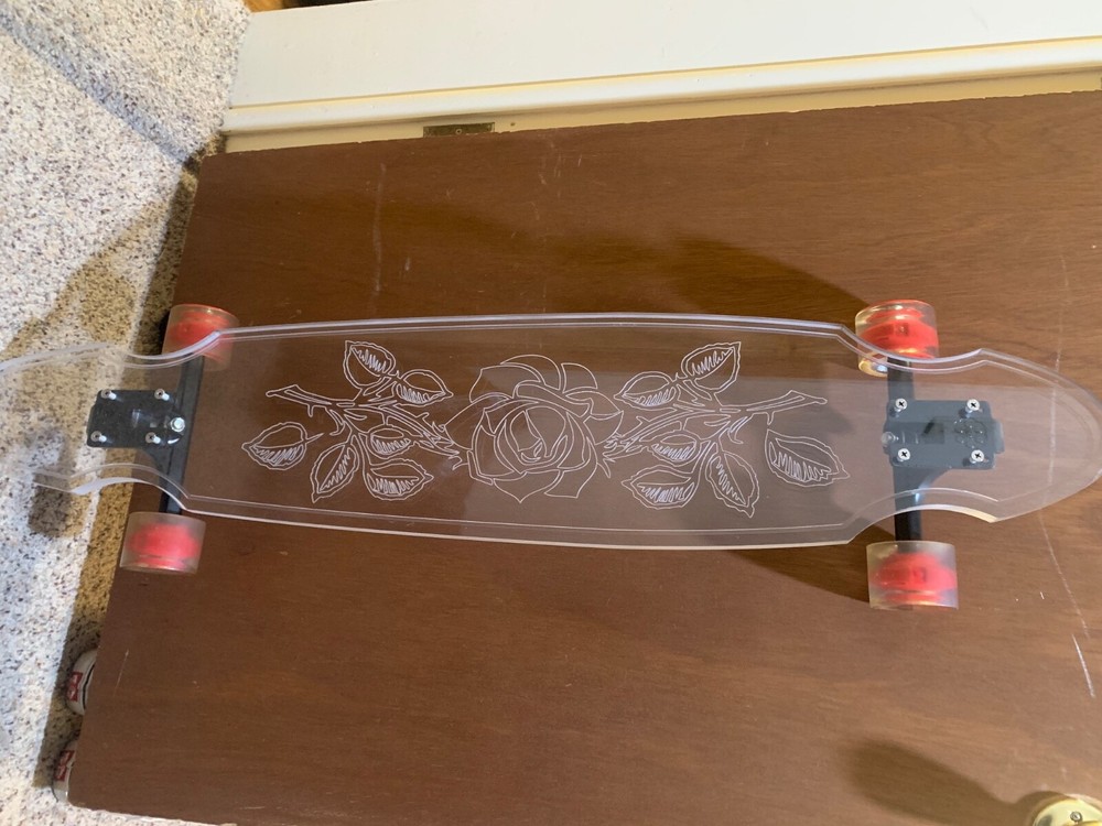 Ghost Longboard, clear, 40in wheel cut, light up wheels