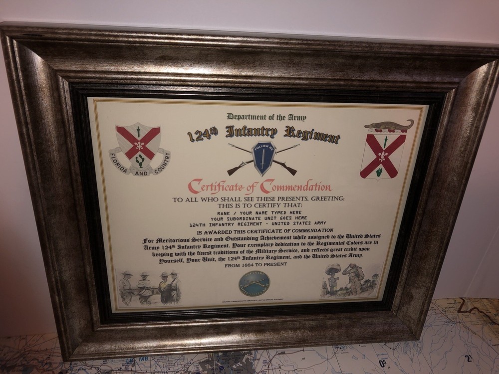 124TH INFANTRY REGIMENT / COMMEMORATIVE - CERTIFICATE OF COMMENDATION