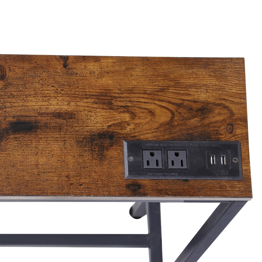 71" Console Table w/ Power Outlet Narrow Sofa Table Entry Table with Metal Frame