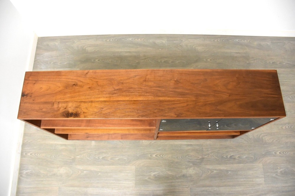 Walnut & Chrome Mid Century Modern Bookcase