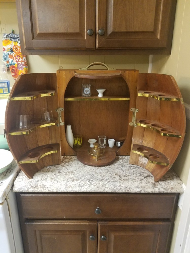 Antique Wooden Barrel Mini Bar