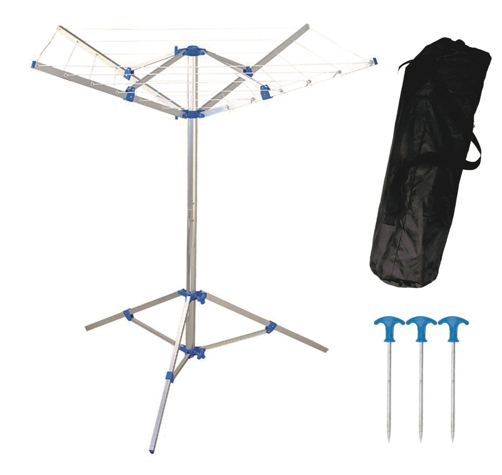 COMPACT SPACE SAVING FOLDING RV CARAVAN CAMPING CLOTHES LINE WITH PEGS & BAG