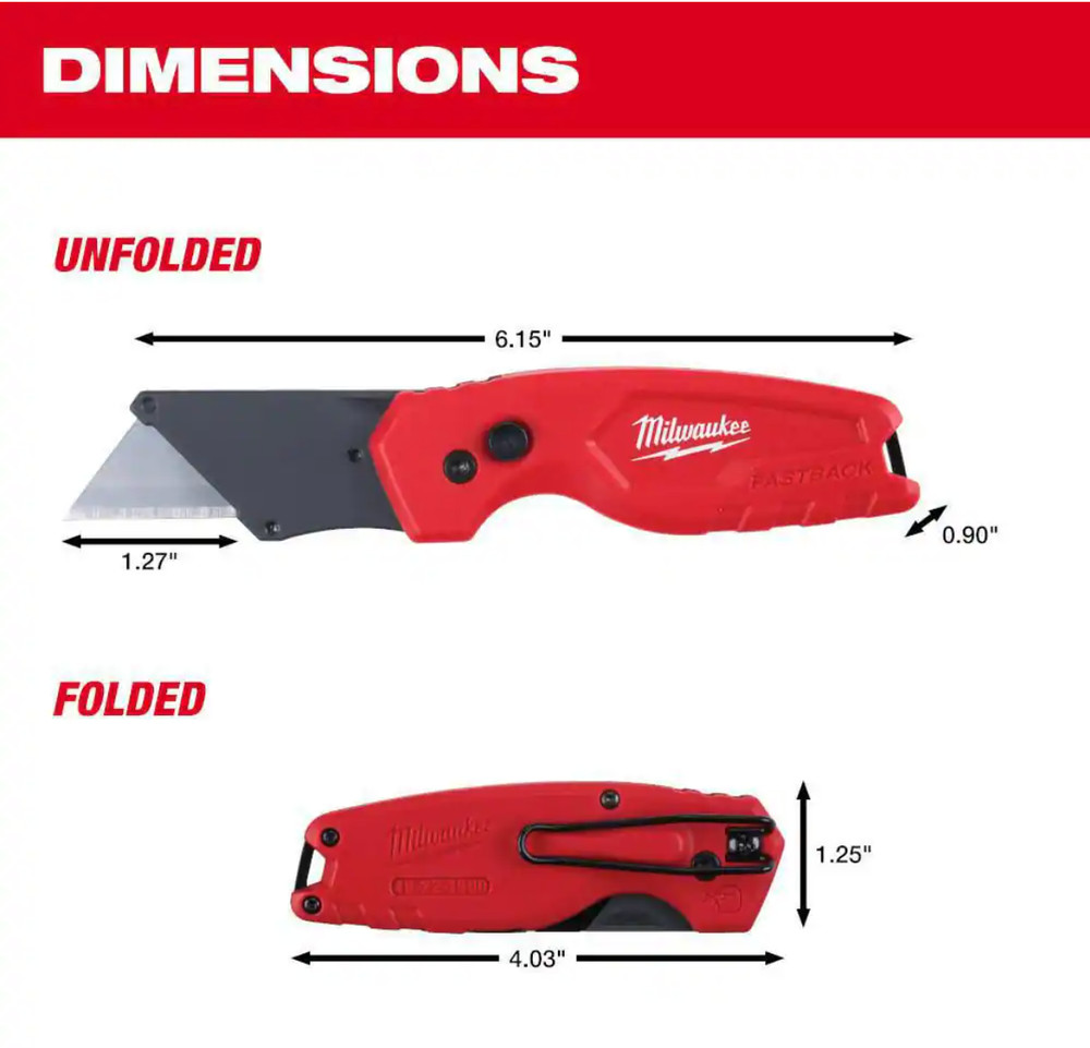 Milwaukee FASTBACK Compact Folding Utility Knife with General Purpose Blade