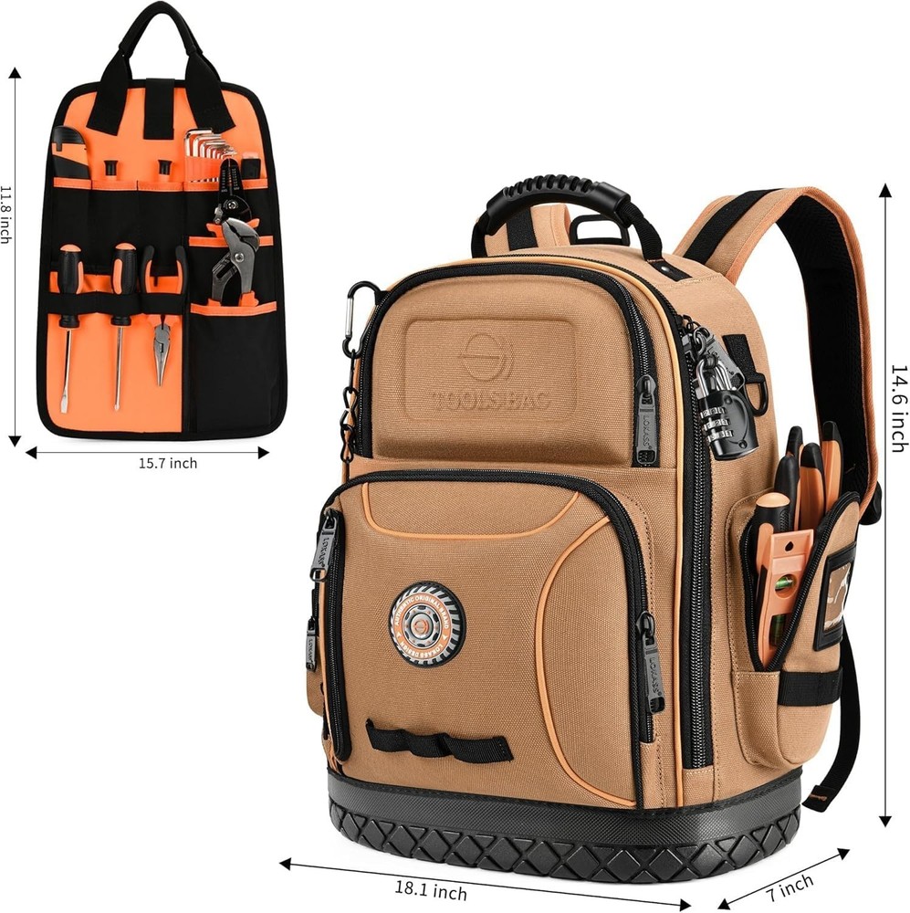 Professional Tool Backpack with 75 Compartments & Comfortable Carrying Design