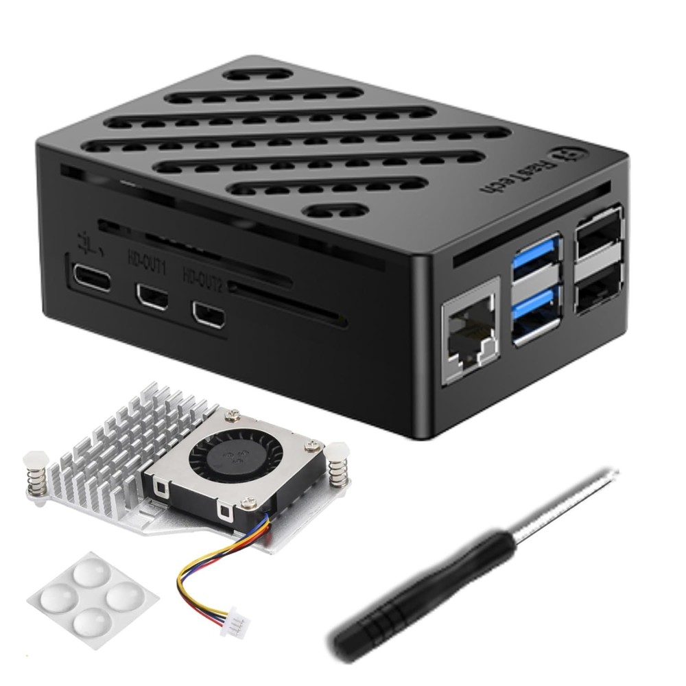 RasTech Accessories Kit with Case Active Cooler for Raspberry Pi 5 Board Fan