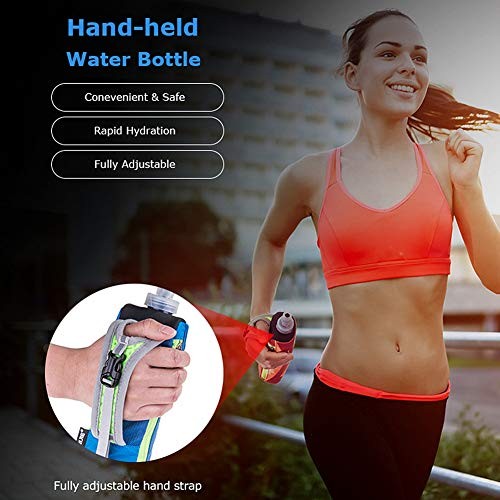 Quick Grip Handheld Water Bottle for Running, Hand Strap Hydration Pack Black