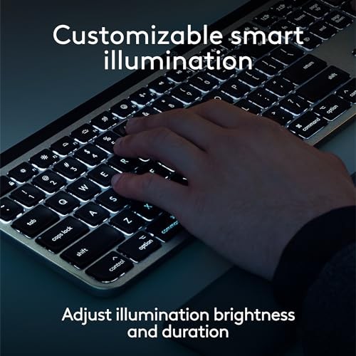 MX Keys S for Mac, Wireless Fluid, Precise Full Size Space Grey Keyboard