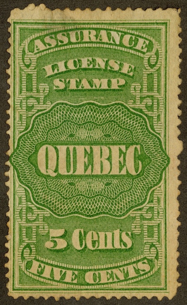 Canada Stamps Assurance 5¢ Quebec Revenue
