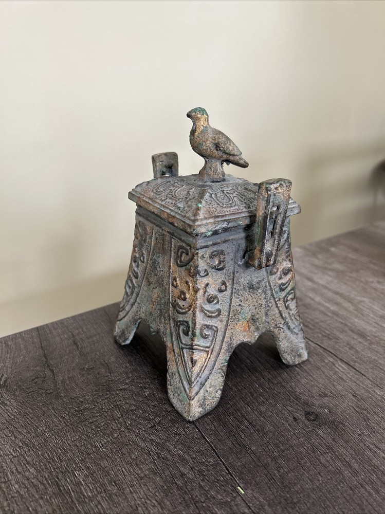 Vintage Cast Iron Bird Incense Burner Made In Japan