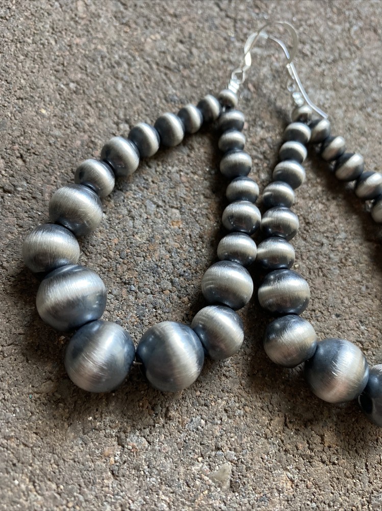 Sterling Silver Graduated Pearls Bead Earrings. 5mm-12mm