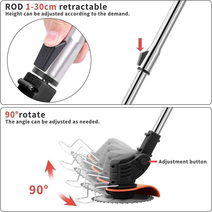 Electric Cordless Grass String Trimmer Lawn Edger Weed Wacker Cutter + 2 Battery