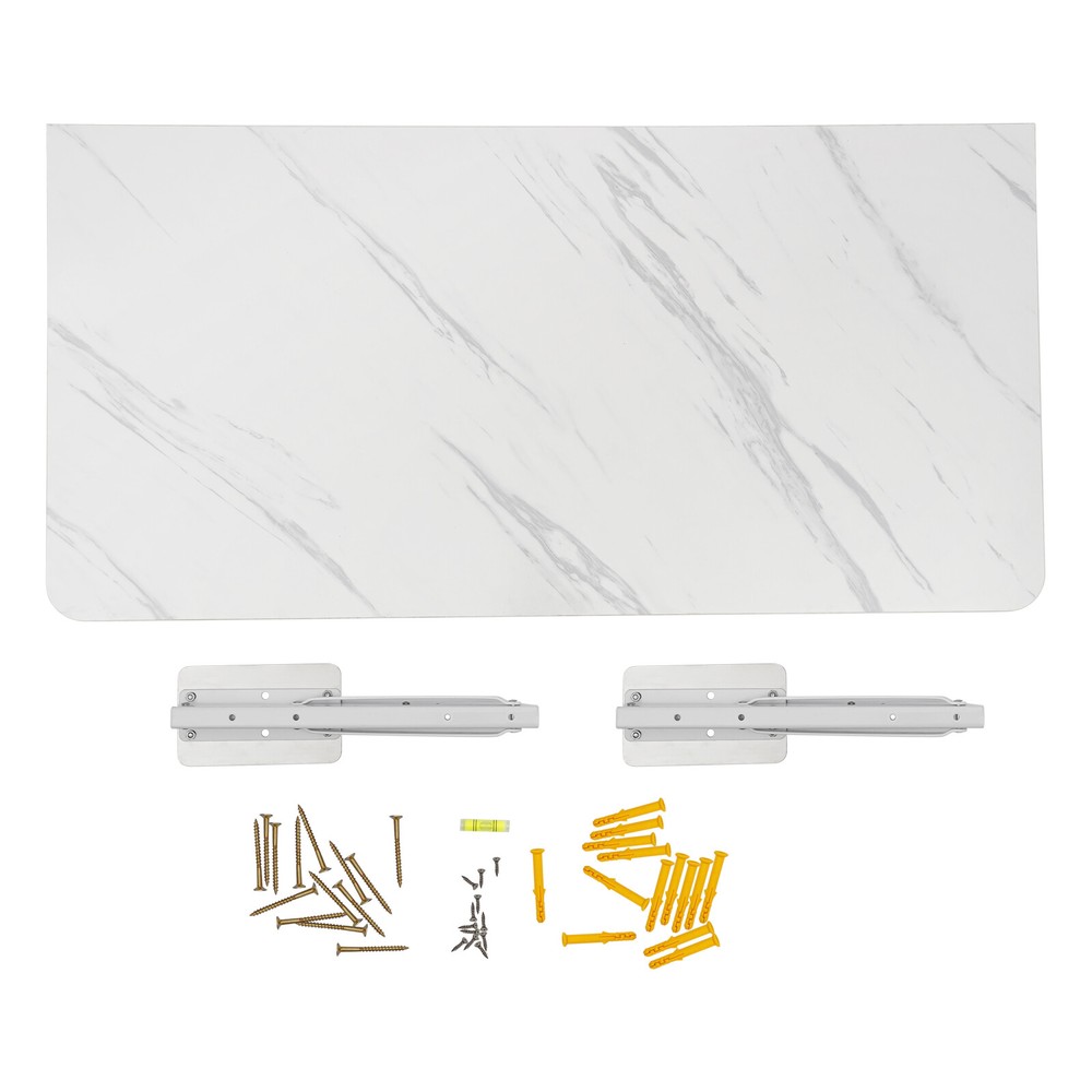 80x40cm White Folding Wall Desk Wall Mounted Folding Table Rectangular Wall Desk