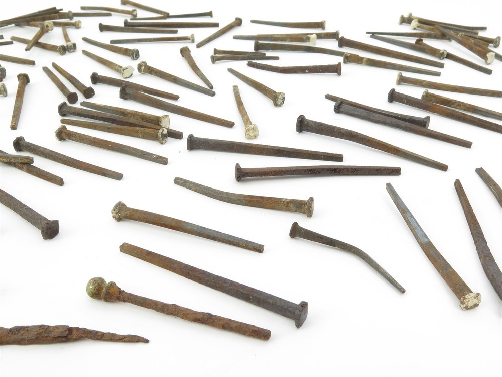 100+ Antique Square Nails, 2"-3" Length, Various Widths