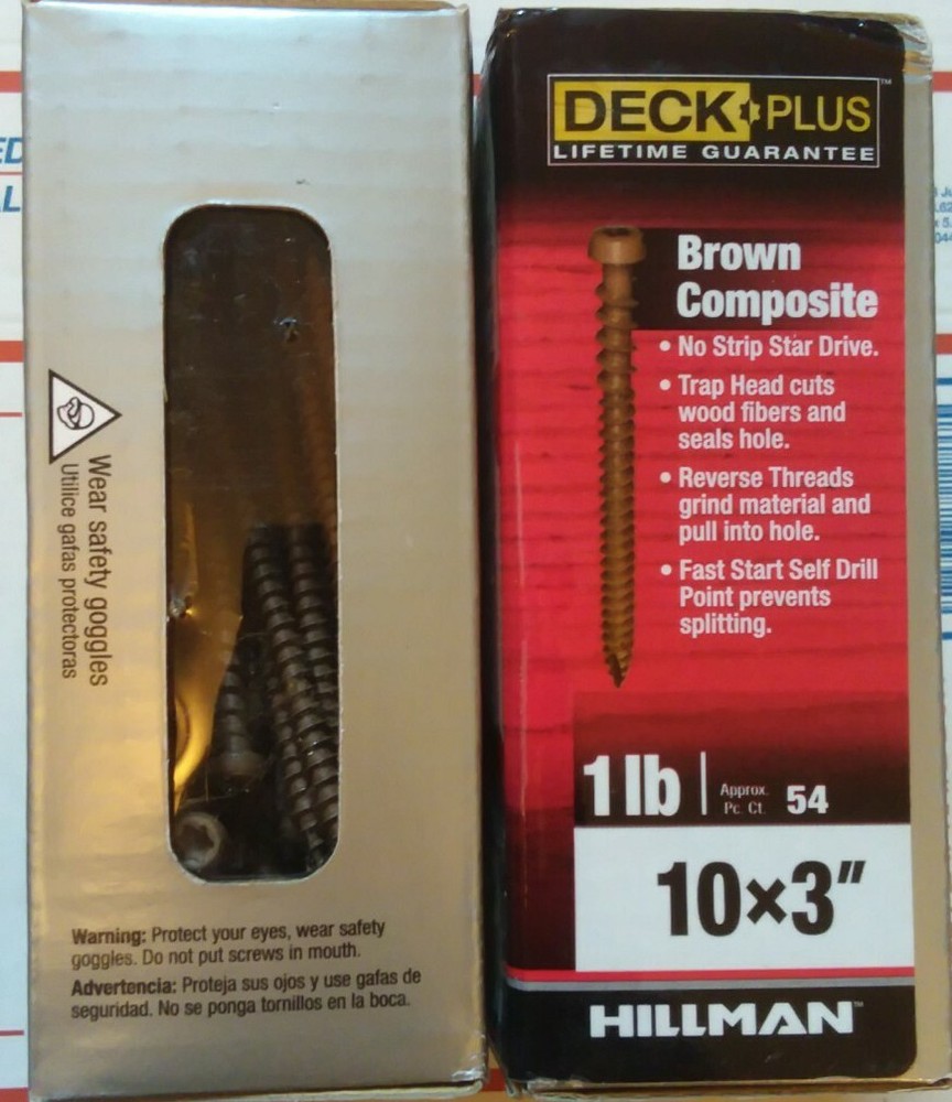 Deck Screws , Deck Plus Brown Composite #10 x 3" - 1 lb. Box