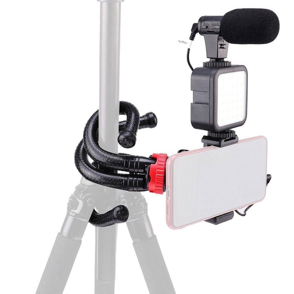 Smartphone Video Vlogging Kit with Tripod+LED Light+Microphone+Remote Control