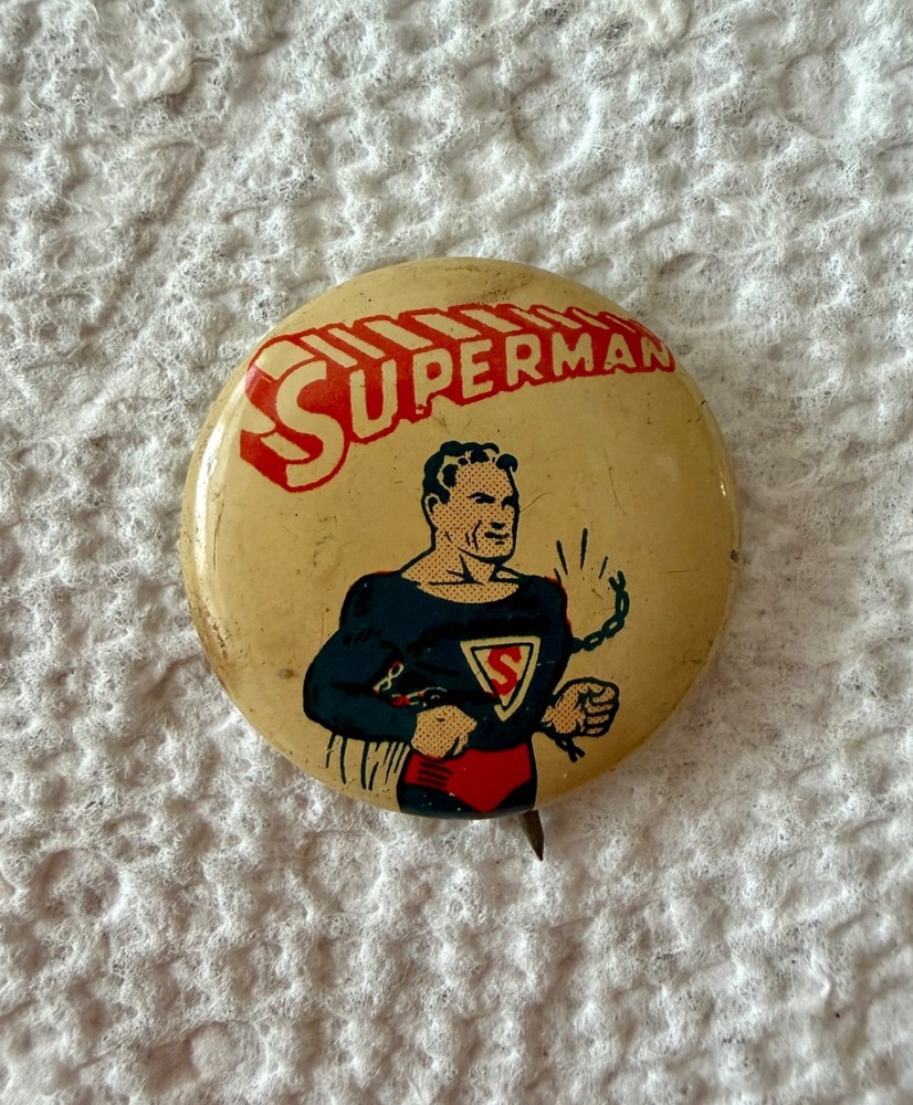 1940s ACTION COMICS SUPERMAN PINBACK BUTTON PIN Read Superman Action Comics