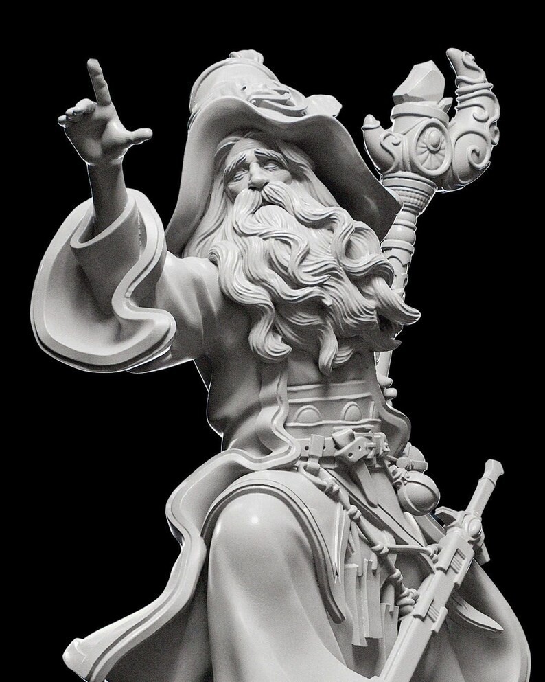 DnD Uldor Neredas Wizard Mini 32mm Scale TTRPG (Unpainted)